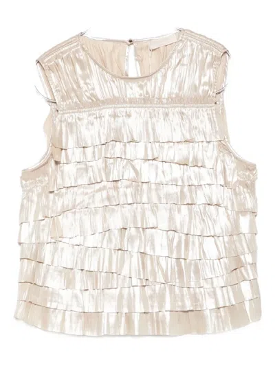 Ulla Johnson Quinn Layered Ruffled Top In Neutral
