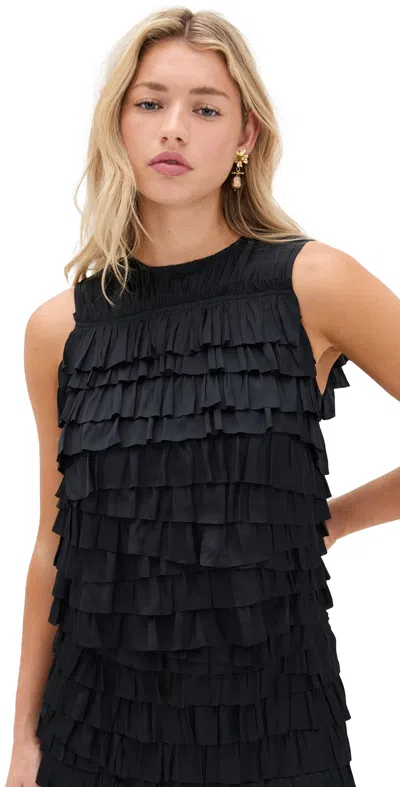 Ulla Johnson Quinn Layered Sleeveless Top Noir