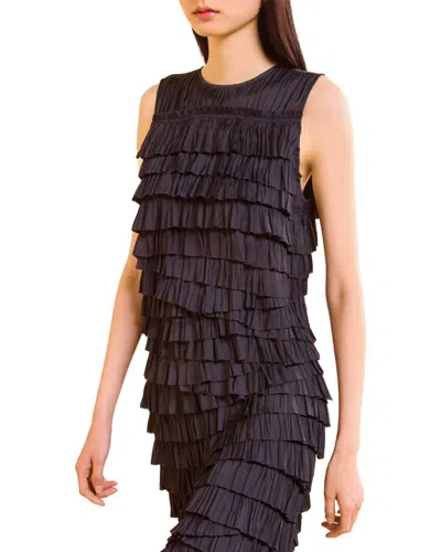 Ulla Johnson Quinn Sleeveless Layered Ruffle Top In Blue