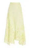 Ulla Johnson Rae Embroidered Linen Maxi Skirt In Lime Green