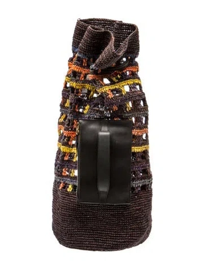 Pre-owned Ulla Johnson Raffia Backpack In Black