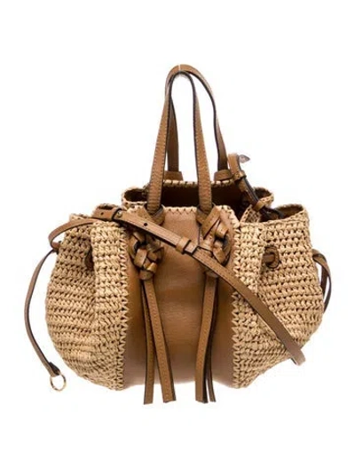 Pre-owned Ulla Johnson Raffia Bucket Bag In Neutrals