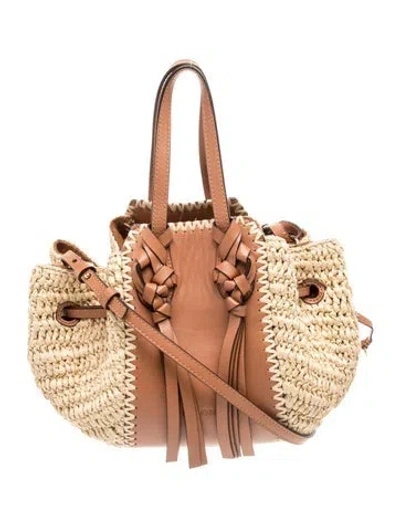 Pre-owned Ulla Johnson Raffia Bucket Bag In Neutrals