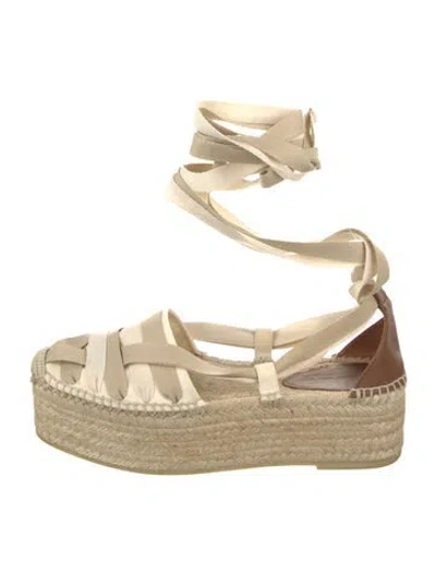 Pre-owned Ulla Johnson Raffia Colorblock Pattern Espadrilles In Neutral