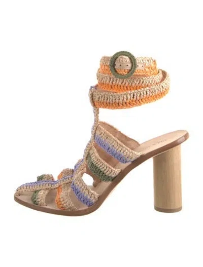 Pre-owned Ulla Johnson Raffia Patterned Pumps In Brown