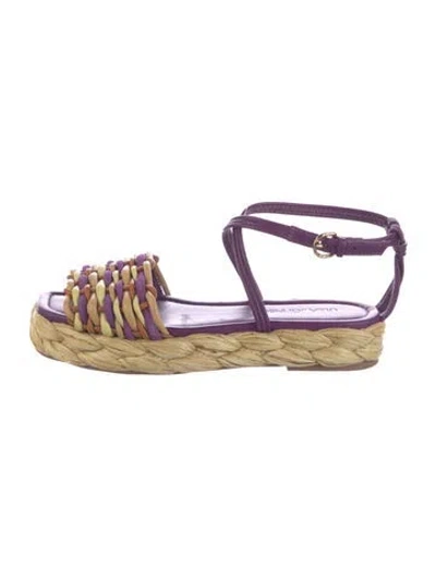 Pre-owned Ulla Johnson Raffia Printed Espadrilles In Purple