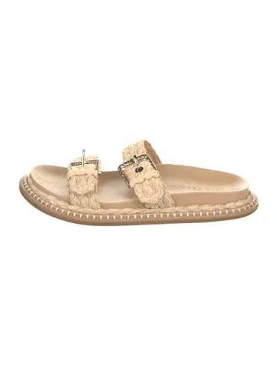 Pre-owned Ulla Johnson Raffia Slides In Neutral