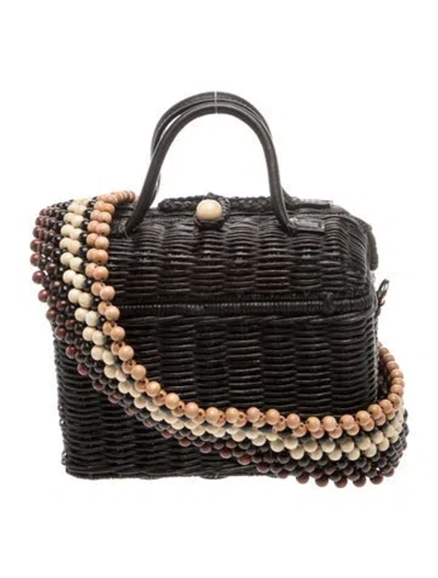 Pre-owned Ulla Johnson Raffia Top Handle Bag In Black