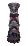 Ulla Johnson Raina Ruffled Pointelle-knit Maxi Dress In Multi