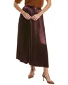 Ulla Johnson Rami Pleated Satin Skirt In Brown
