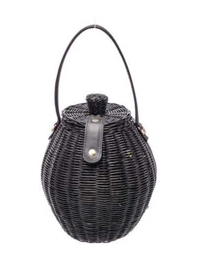 Pre-owned Ulla Johnson Rattan Top Handle Bag In Black