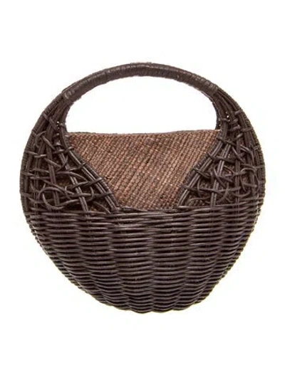 Pre-owned Ulla Johnson Rattan Top Handle Bag W/ Tags In Brown