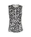 Ulla Johnson Floral Satin Top With Diagonal Stitching In Black