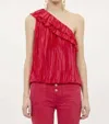 Ulla Johnson Ravenna Sleeveless One-shoulder Ruffle Top In Pink