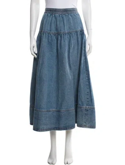 Pre-owned Ulla Johnson Raw-edge Trim Midi Length Skirt In Blue