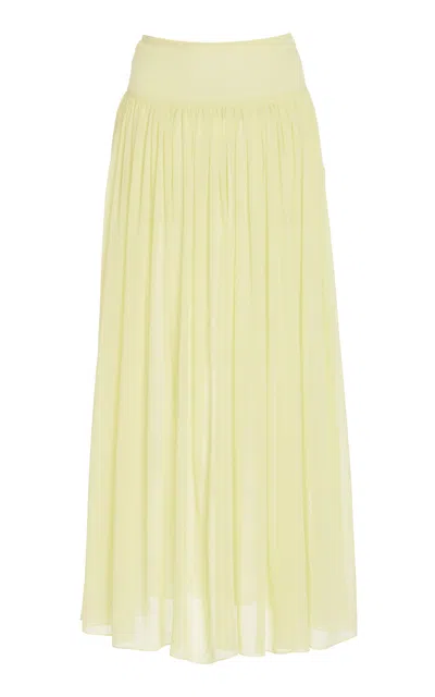 Ulla Johnson Reina Silk Chiffon Midi Skirt In Lime Green