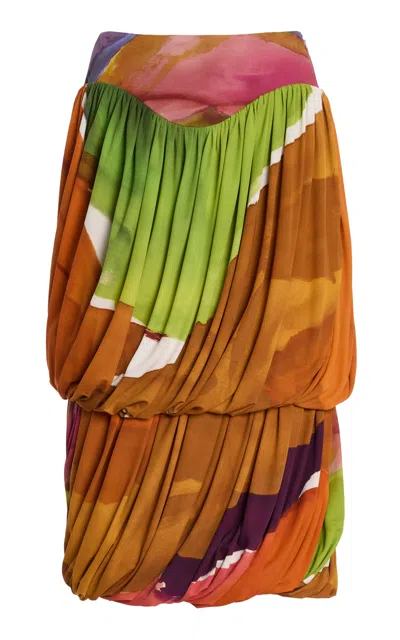 Ulla Johnson Reis Draped Bubble Midi Skirt In Multi