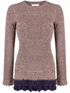 Ulla Johnson Ribbed Ruffle-trim Jumper In Multicolour