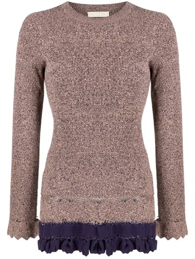 Ulla Johnson Ribbed Ruffle-trim Jumper In Multicolour