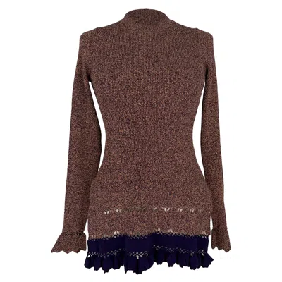 Pre-owned Ulla Johnson Ribbed-knit Ruffled Sweater In Multicolor Viscose