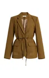 Ulla Johnson Riley Belted Recycled-wool Blazer In Brown