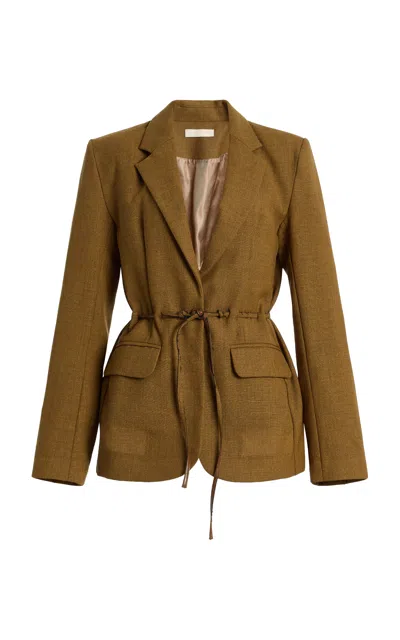 Ulla Johnson Riley Belted Recycled-wool Blazer In Brown