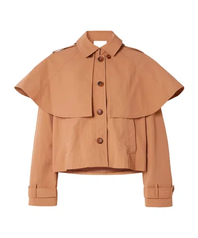 Ulla Johnson River Cape-effect Crinkled-shell Jacket In Brown