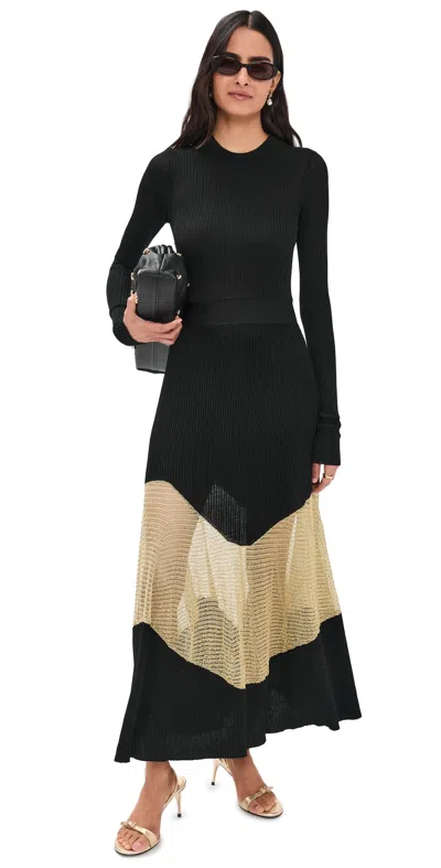 Ulla Johnson Roanne Dress Gold Noir In Black