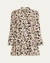 Ulla Johnson Roanne Topstitched Button-front Mini Dress In Moonstone