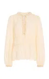 Ulla Johnson Robbie Sheer Silk Top In Off-white