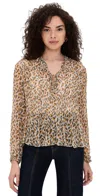 Ulla Johnson Robbie Silk Long Sleeve Front Tie Blouse Swan In White