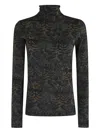 Ulla Johnson Aurelia Printed Stretch-jersey Turtleneck Top In Black