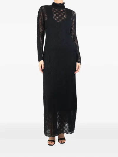 Pre-owned Ulla Johnson Roll-neck Knitted Alpaca-blend Maxi Dress In Black