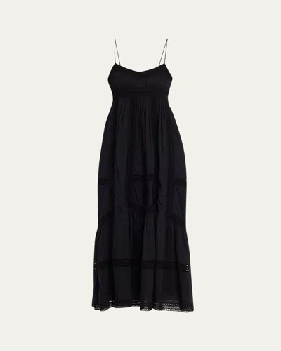 Ulla Johnson Romilly Embroidered Cotton Maxi Dress In Black