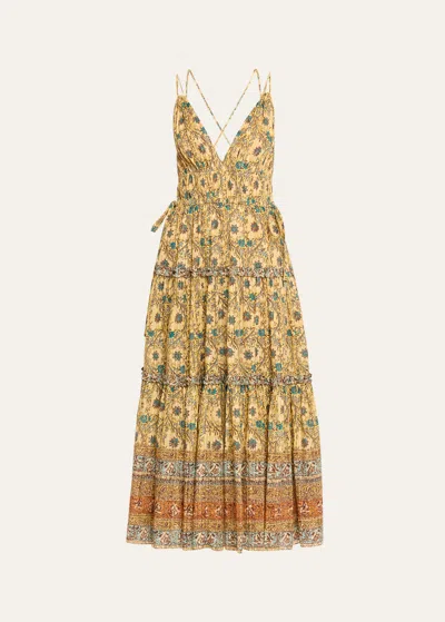 Ulla Johnson Rosa Printed A-line Midi Dress In Yellow