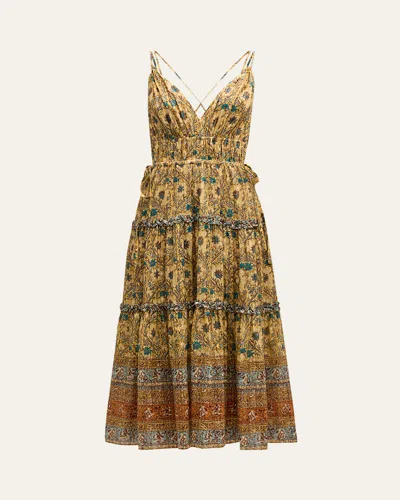 Ulla Johnson Rosa Printed A-line Midi Dress In Daylily
