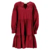 Ulla Johnson Rosa Tiered Poplin Mini Dress In Red Cotton In Red