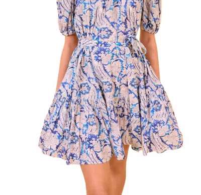 ULLA JOHNSON ROSALIE SHORT SLEEVE MINI DRESS IN CIEL
