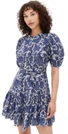 Ulla Johnson Rosalie Short Sleeve Mini Dress Ocean In Blue