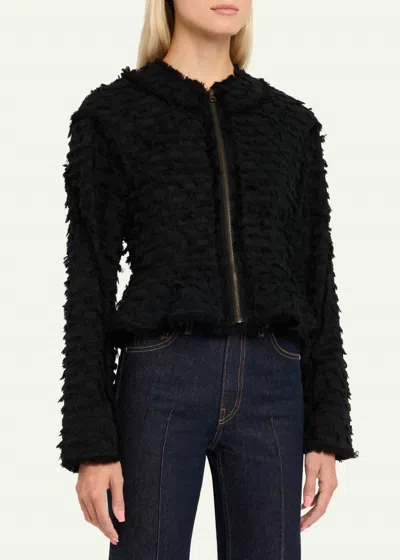 Ulla Johnson Rosalind Textured Peplum Jacket In Noir In Black