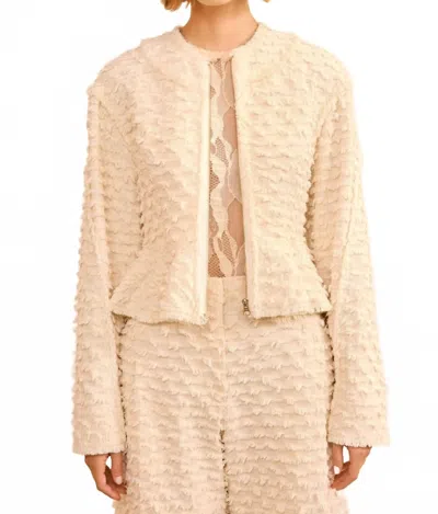 Ulla Johnson Rosalind Zip Peplum Jacket In Ivory In Multi