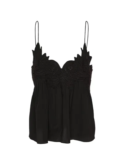 Ulla Johnson Rosie Lace-appliqué Top In Black
