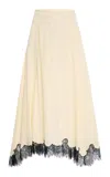 Ulla Johnson Rosine Asymmetrical Silk Skirt In Black,white