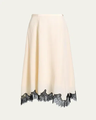 Ulla Johnson Rosine Lace-trim Asymmetric Silk Skirt In White