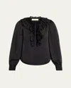 Ulla Johnson Rouen Ruffled Silk Blouse In Black
