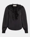 Ulla Johnson Rouen Ruffled Silk Blouse In Black