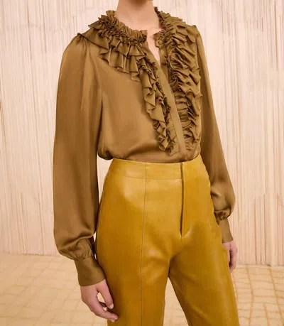 ULLA JOHNSON ROUEN SILK BLOUSE IN WILLOW