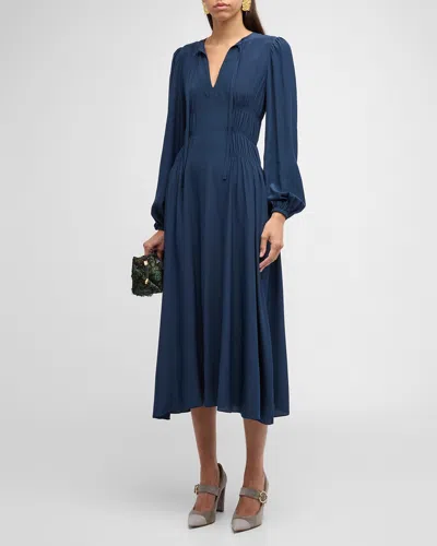 Ulla Johnson Rouen Silk Crepe De Chine Midi Dress In Multi