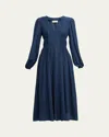 Ulla Johnson Rouen Silk Crepe De Chine Midi Dress In Midnight