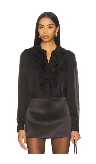 Ulla Johnson Rouen Silk Long Sleeve Blouse In Black